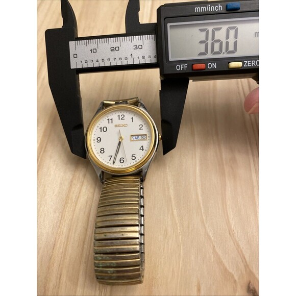 Seiko 7N43-8A99 Easy Read Day/Date GF Gold Band Working
